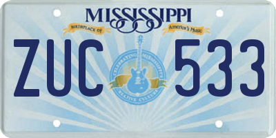 MS license plate ZUC533