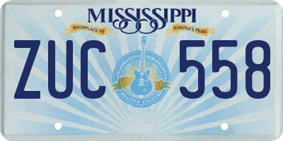MS license plate ZUC558