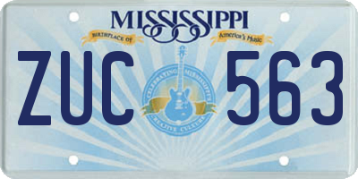 MS license plate ZUC563