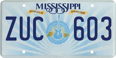 MS license plate ZUC603