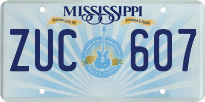 MS license plate ZUC607