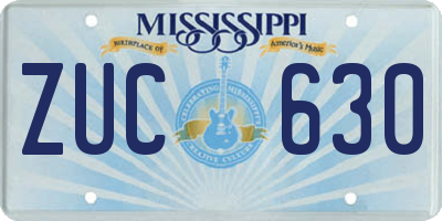 MS license plate ZUC630