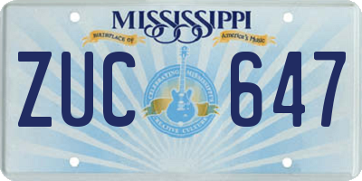 MS license plate ZUC647