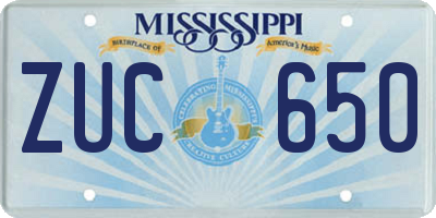 MS license plate ZUC650