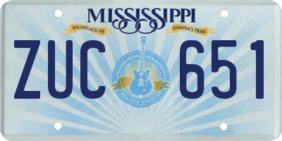MS license plate ZUC651