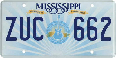 MS license plate ZUC662