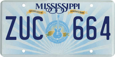 MS license plate ZUC664