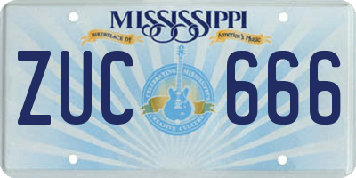 MS license plate ZUC666