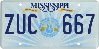 MS license plate ZUC667