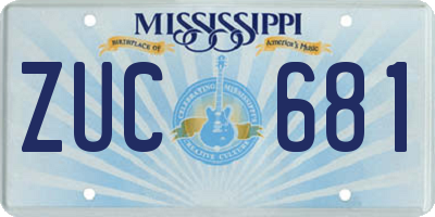 MS license plate ZUC681
