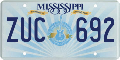 MS license plate ZUC692