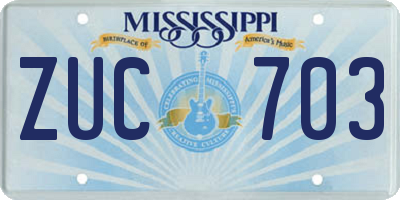 MS license plate ZUC703