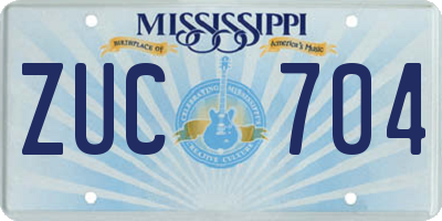 MS license plate ZUC704