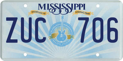 MS license plate ZUC706