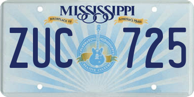 MS license plate ZUC725