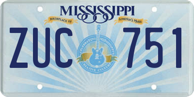 MS license plate ZUC751