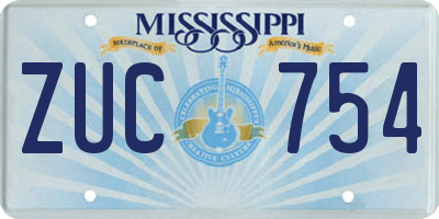 MS license plate ZUC754