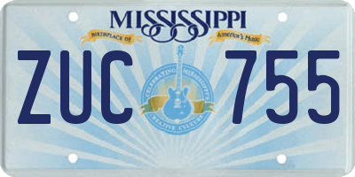 MS license plate ZUC755
