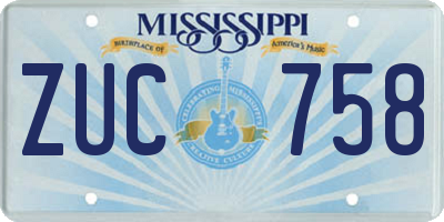 MS license plate ZUC758
