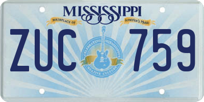 MS license plate ZUC759