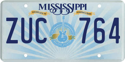 MS license plate ZUC764