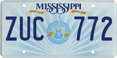 MS license plate ZUC772