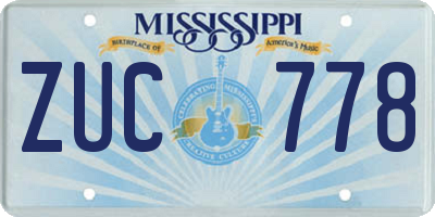 MS license plate ZUC778