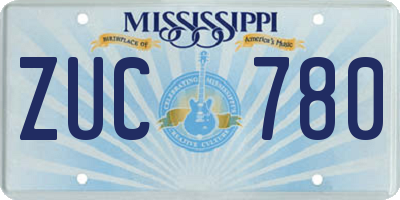 MS license plate ZUC780