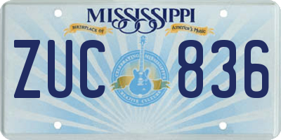 MS license plate ZUC836