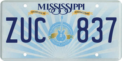 MS license plate ZUC837