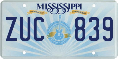 MS license plate ZUC839
