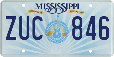 MS license plate ZUC846