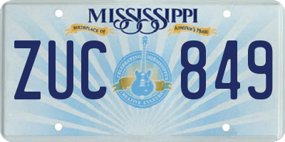 MS license plate ZUC849