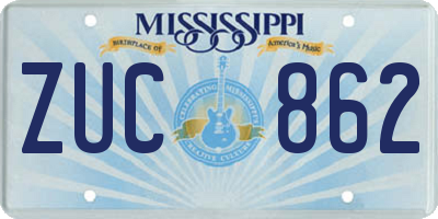 MS license plate ZUC862