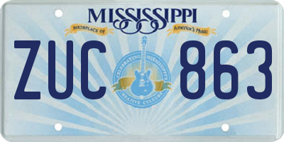 MS license plate ZUC863