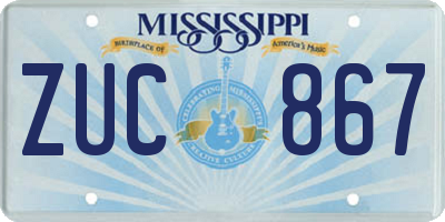 MS license plate ZUC867