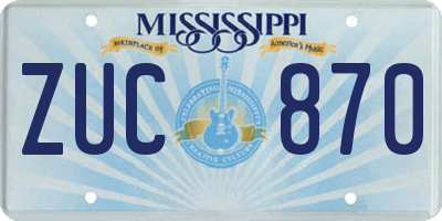 MS license plate ZUC870