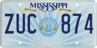 MS license plate ZUC874