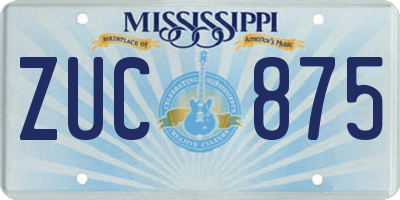 MS license plate ZUC875