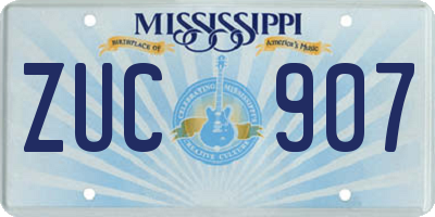 MS license plate ZUC907
