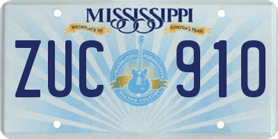MS license plate ZUC910