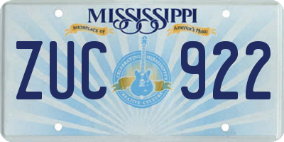 MS license plate ZUC922