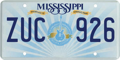 MS license plate ZUC926
