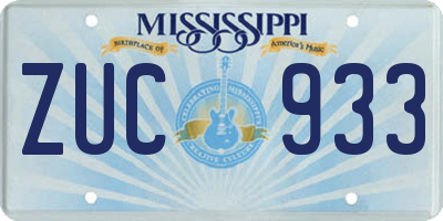 MS license plate ZUC933