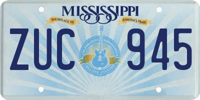 MS license plate ZUC945