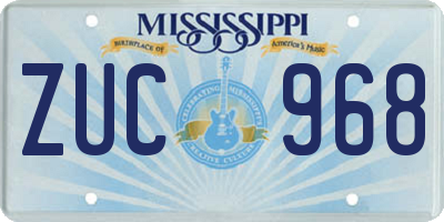 MS license plate ZUC968