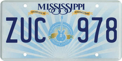 MS license plate ZUC978