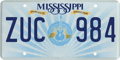 MS license plate ZUC984