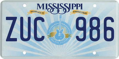 MS license plate ZUC986