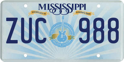 MS license plate ZUC988